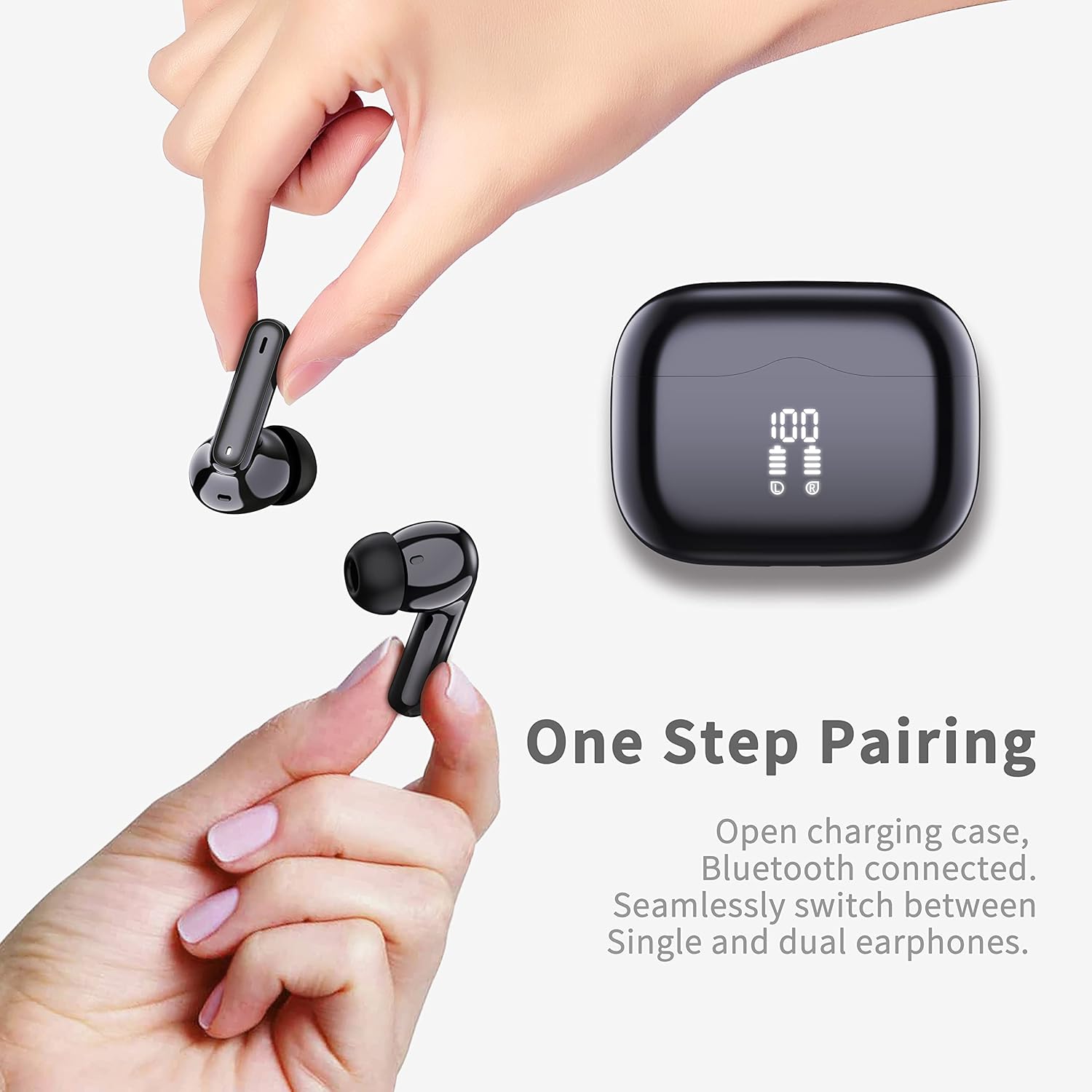 Wireless Earbuds, Bluetooth 5.4 Headphones in Ear with 4 ENC Noise Cancelling Mic, New Wireless Earphones HiFi Stereo Deep Bass 40H Playtime, In-Ear Bluetooth Earbuds LED Display IP7 Waterproof, USB-C - Image 4