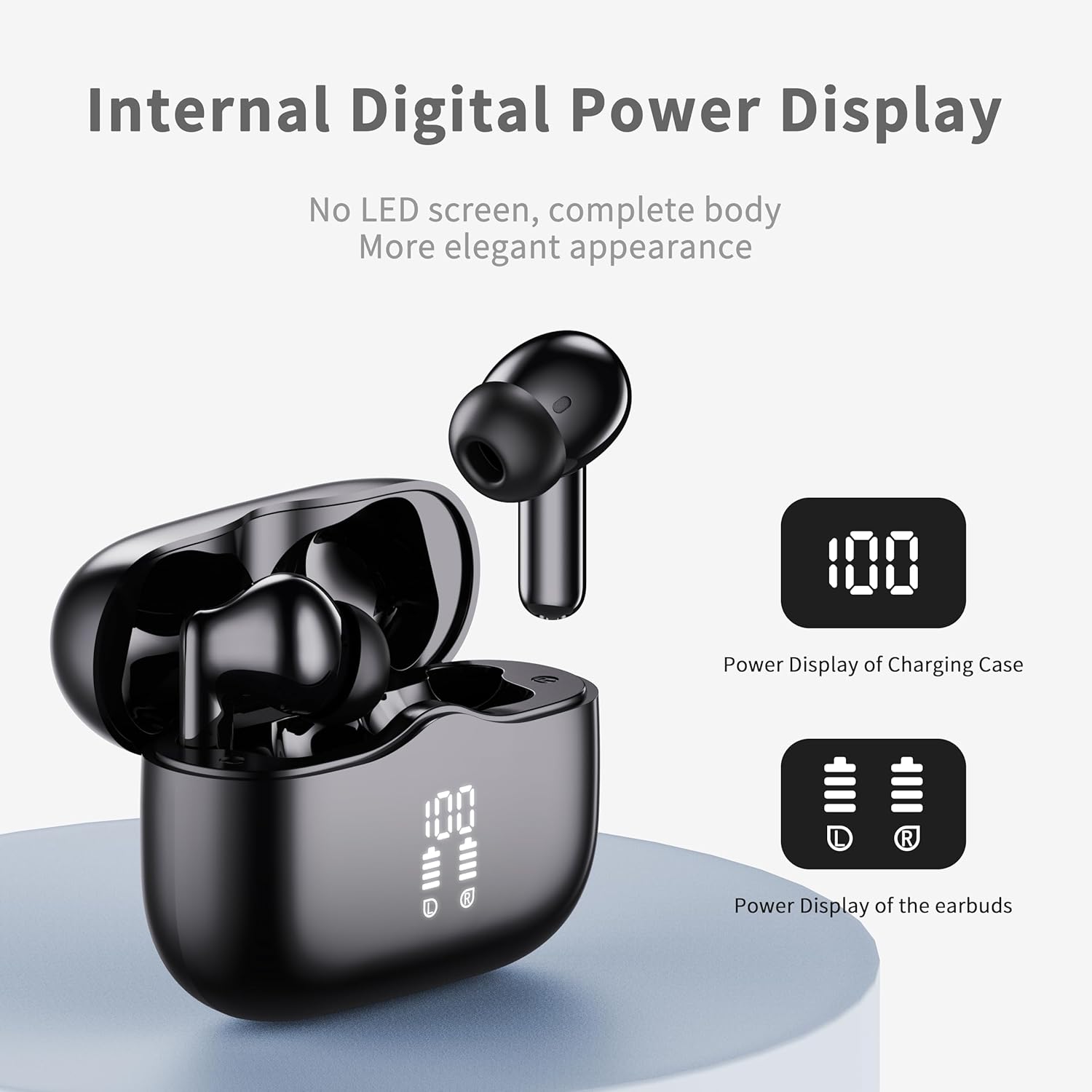 Wireless Earbuds, Bluetooth 5.4 Headphones in Ear with 4 ENC Noise Cancelling Mic, New Wireless Earphones HiFi Stereo Deep Bass 40H Playtime, In-Ear Bluetooth Earbuds LED Display IP7 Waterproof, USB-C - Image 5