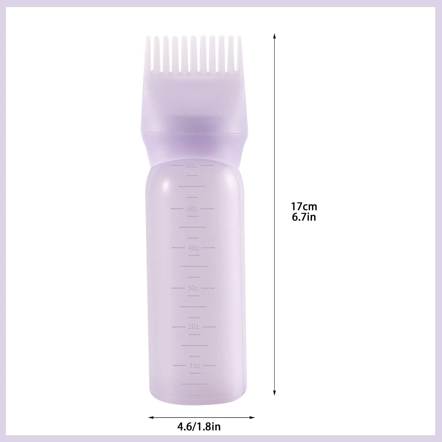 Pimoys Root Comb Applicator Bottle 6 Ounce, 2 Pack Oil Applicator for Hair Dye, Bottle Applicator Brush with Graduated Scale, Purple - Image 3