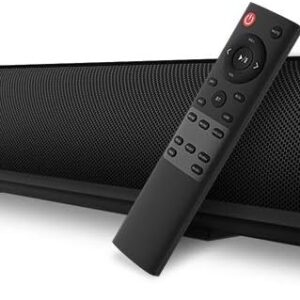 Sound bar, BESTISAN Soundbar Wired and Wireless Bluetooth 5.0 HDMI-ARC Speaker for TV (28 Inches, HDMI-ARC Connection, Optical Cable Included, DSP, Bass Adjustable, Wall Mountable)