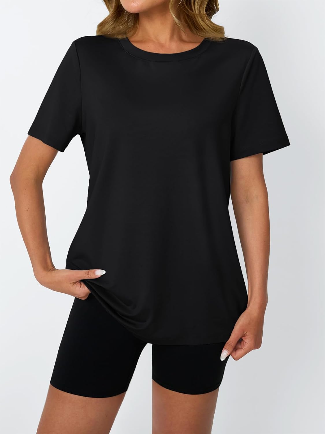 AUTOMET Women's Workout Tops Short Sleeve Gym Shirts Summer Athletic Yoga Tshirts Loose Fit Casual Clothes 2025 - Image 2