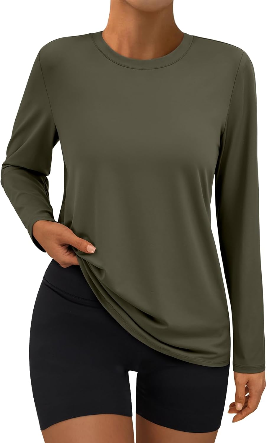 AUTOMET Women's Long Sleeve Workout Tops 2025 Fall Sports Sun Shirts Swim Hiking Gym Tshirts UPF 50+ Rash Guard UV Clothes