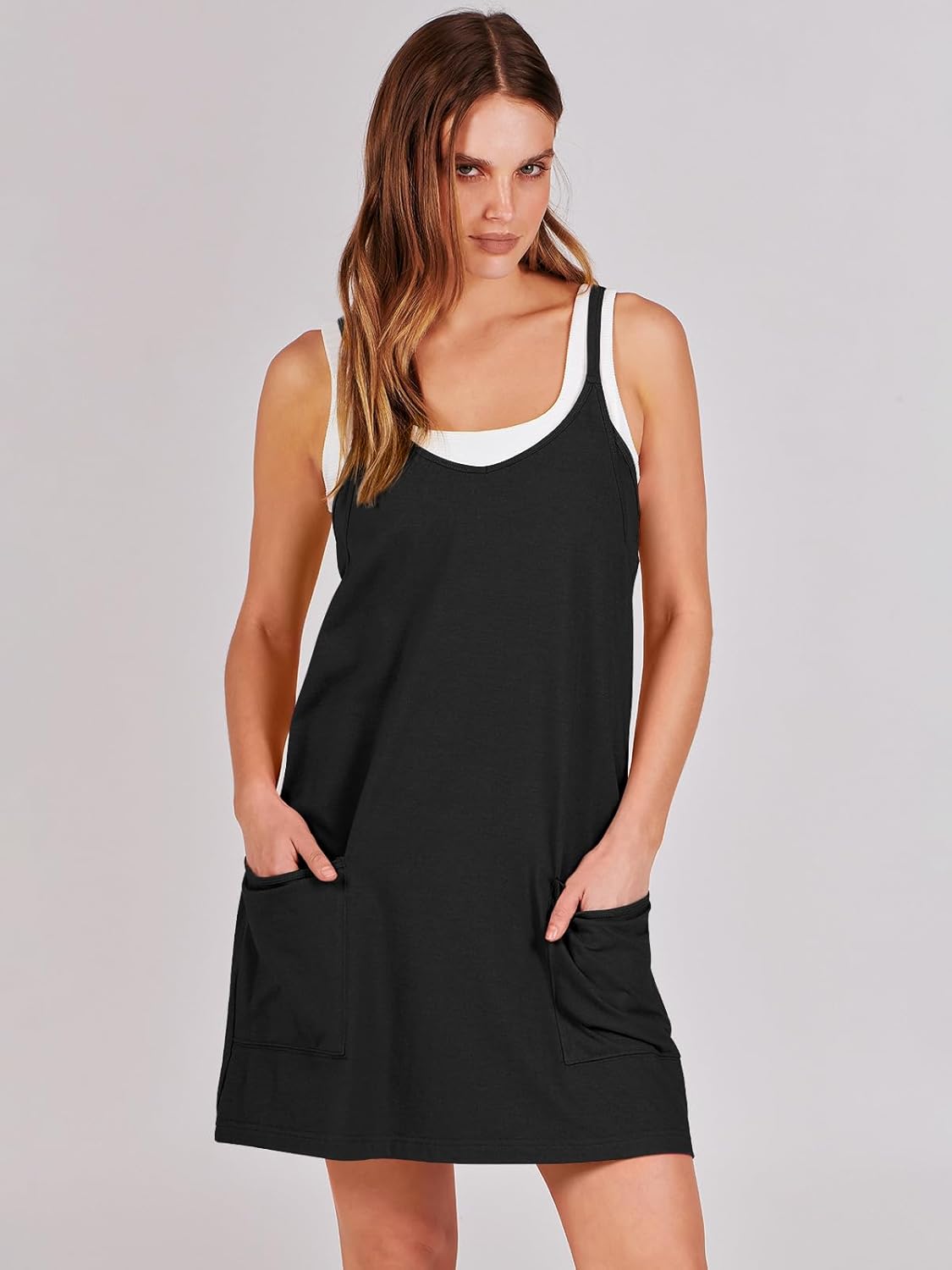 ANRABESS Women Athletic Dress Summer Tennis Workout Active Sports Mini Romper Dress Built in Shorts Travel Vacation Clothes - Image 2