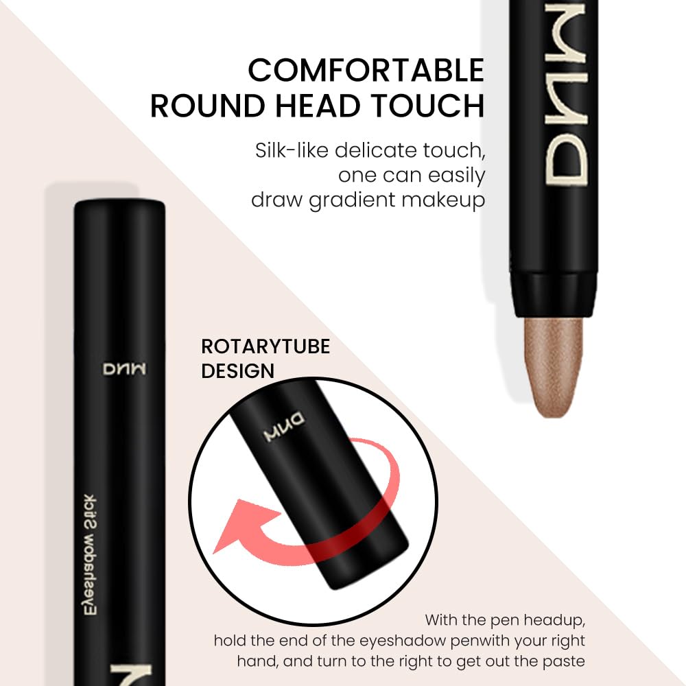 8Pcs Cream Eye Shadow Brightener Stick Makeup Set, Champagne Pearl Taupe Bronze Cocoa Stone Putty Smoky Amethyst Shimmer Matte Eyeshadow Eyeliner Pencil Applicator Stick Palette Makeup for Older Women - Image 3