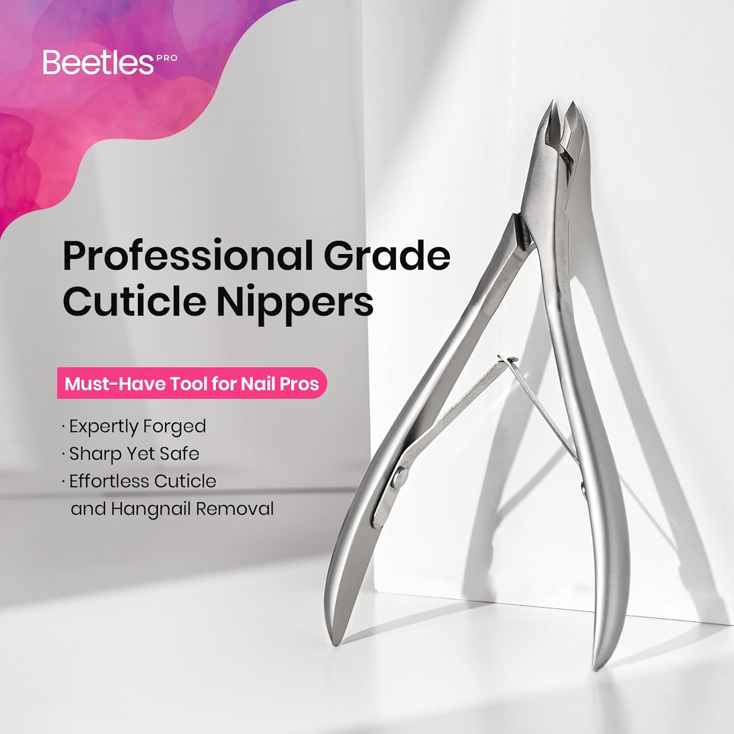 Beetles cuticle nippers Professional Cuticle Trimmer: 4MM Blade Swan Neck Cuticle Remover & Cutter Scissors Stainless Steel Nails Nippers Nail Art Accessories for Nail Care at Salon - Image 2