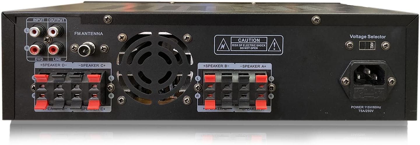 Home Theater System Kit with 1000 Watts 4-Chanel Bluetooth Receiver & 8 Qty 6.5" 200 Watts in-Wall in-Ceiling Speakers of 2-Way Stereo Sound with Woofer/Tweeter, Flush Design by Technical Pro - Image 9