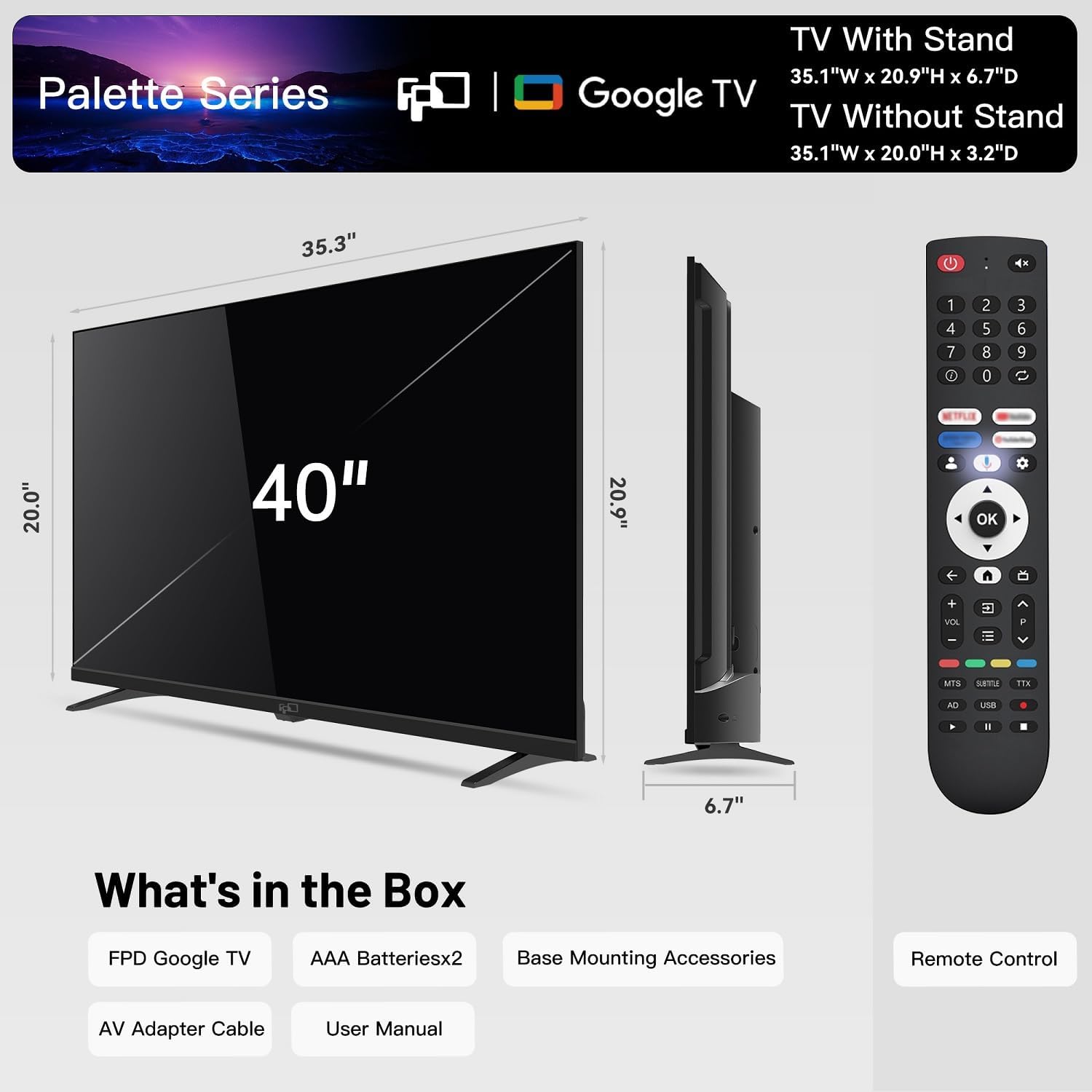 FPD 40-inch Smart TV, 1080p Full HD Google TV with Google Play Built-in Google Cast, HDR 10, Dolby Audio, Voice Remote, Stream Live Television (Palette-Series, CG40-P3, 2025 Model) - Image 6