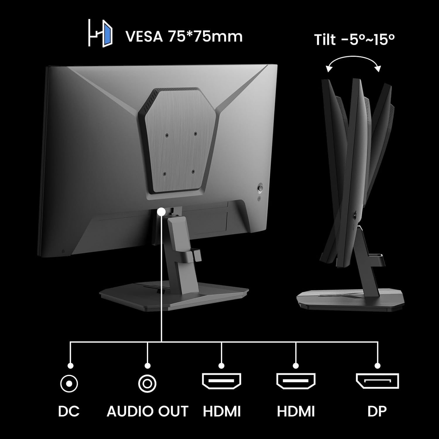 SANSUI 24 Inch Gaming Monitor 160Hz FHD 1080P Computer Monitor, FreeSync 1ms 4000:1 Contrast, HDMI DP Ports VESA Support Eye Care Monitor for Gaming Office (HDMI Cable Included ES-G24F4M) - Image 7