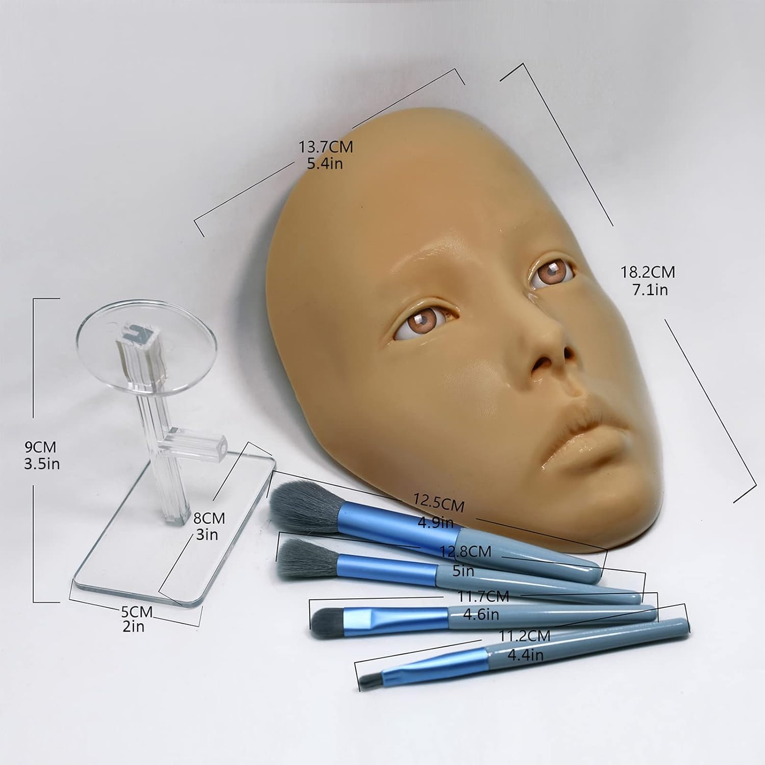 5D makeup Practice Face Board, Silicone Makeup Mannequin Face, Reusable Beginner Practice Eye Makeup Face, Eye Fake Silicone, Makeup Artist Full Face Practice Eyelash Eye Shadow Eyeliner Pen Simulatio - Image 6