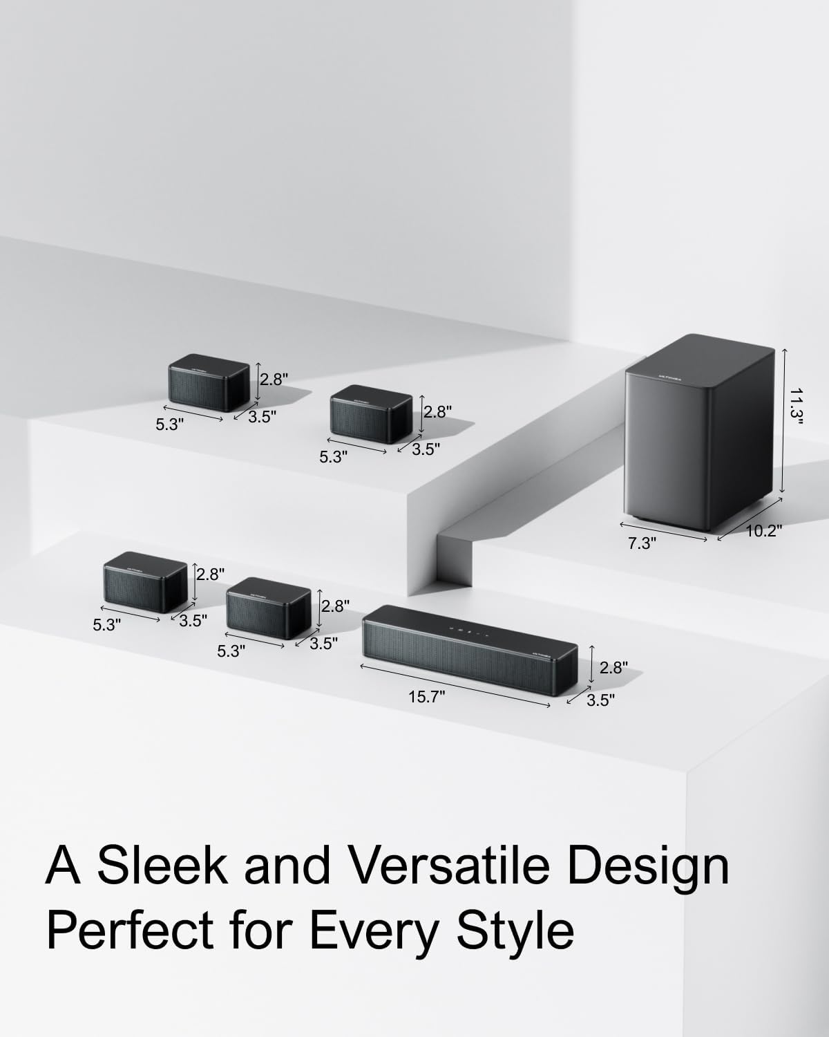 ULTIMEA 7.1ch Soundbar with Wireless Subwoofer, Virtual Surround Sound System for TV, App Control, 410W Peak Power, Sound bar for TV, 4 Wired Surround Speakers, Home Theater Sound System Poseidon D70 - Image 9