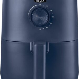 BELLA 3 Qt Manual Air Fryer Oven and 5-in-1 Multicooker with Removable Nonstick and Dishwasher Safe Crisping Tray and Basket, 1400 Watt Heating System, Matte Blue
