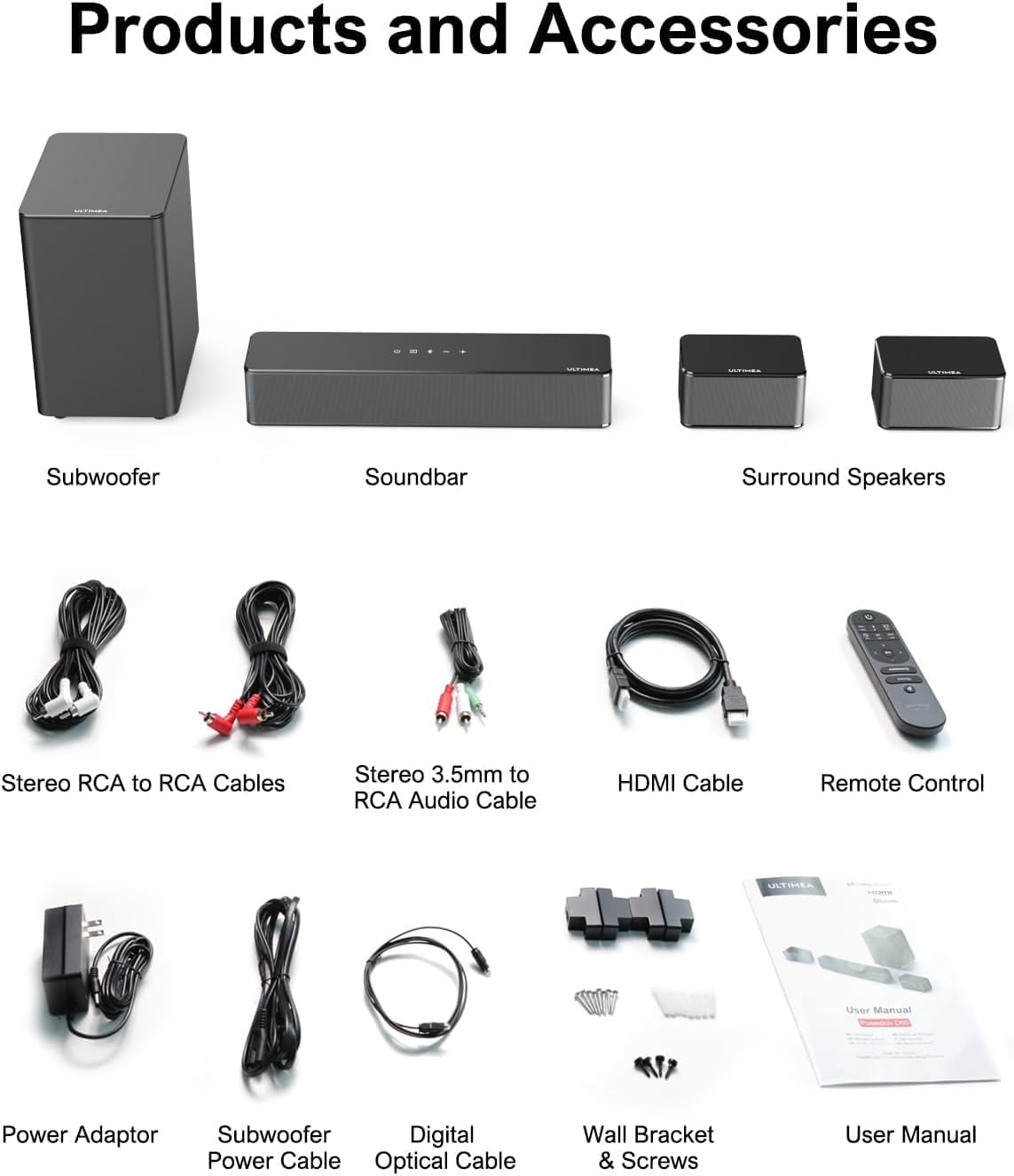 ULTIMEA 5.1 Sound Bar with Dolby Atmos, 410W Surround Sound System for TV, 3D Sound Bars for Smart TV with Subwoofer, Adjustable Surround and Bass, Home Audio Soundbars for TV, HDMI eARC, Poseidon D60 - Image 9