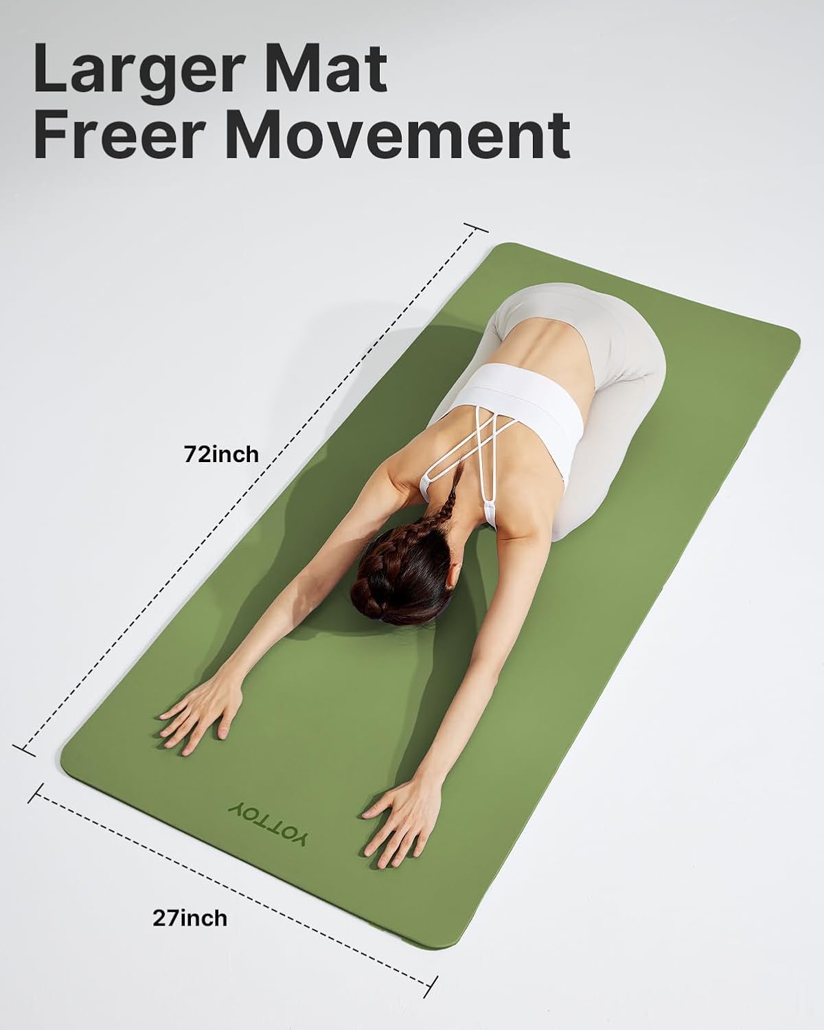 YOTTOY Yoga Mat,Non-Slip Hot Yoga Mat with Anti-Tear Design and Friendly Natural Rubber Mat with Strap and Bag - Image 6