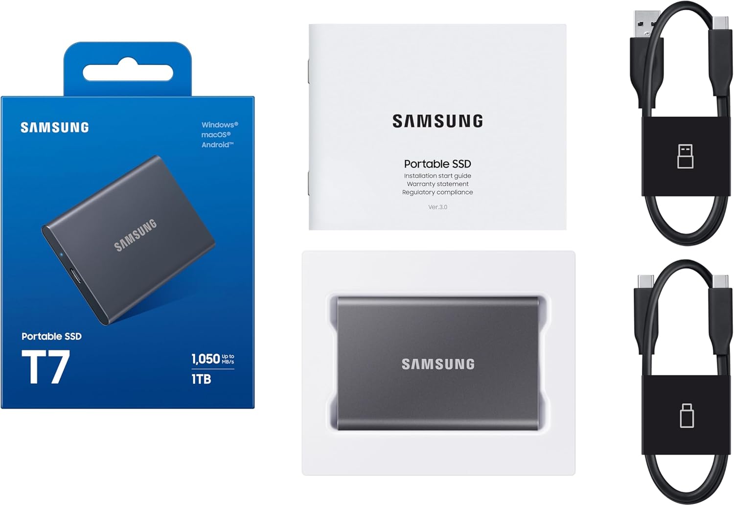 SAMSUNG T7 Portable SSD, 1TB External Solid State Drive, Speeds Up to 1,050MB/s, USB 3.2 Gen 2, Reliable Storage for Gaming, Students, Professionals, MU-PC1T0T/AM, Gray - Image 8
