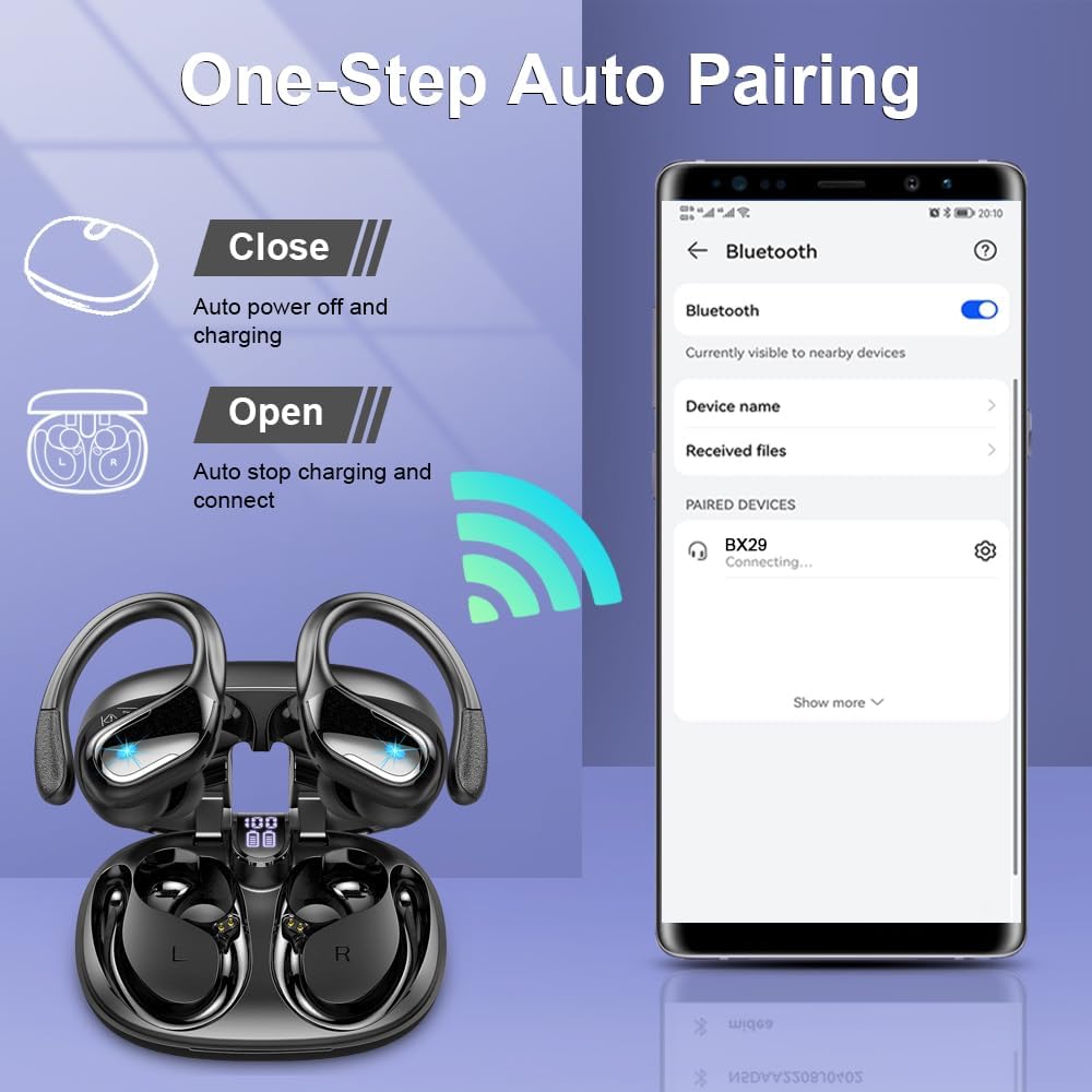 Wireless Earbud, 2025 New Bluetooth 5.4 Headphones 75Hrs Playtime, Bluetooth Earbuds Deep Bass Noise Cancelling Mic, Ear Bud with Sport Earhooks, IP7 Waterproof Wireless Earphones for Workout/Running - Image 6