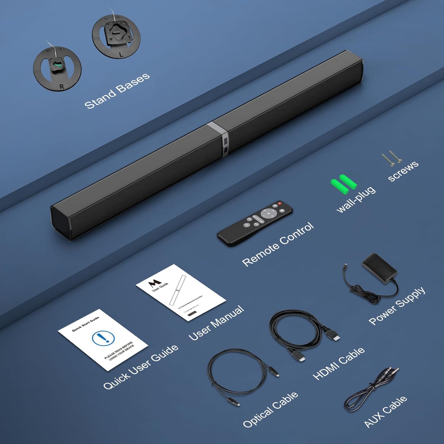 MZEIBO Sound Bar for Smart TV,80W Detachable Bluetooth Soundbar with Powerful Bass, 2-in-1 Home Theater Audio System, ARC/Optical/AUX Connectivity for TV/PC/Laptop/Game Console - Image 9