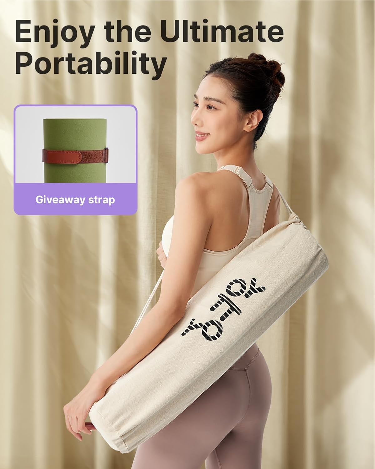 YOTTOY Yoga Mat,Non-Slip Hot Yoga Mat with Anti-Tear Design and Friendly Natural Rubber Mat with Strap and Bag - Image 8