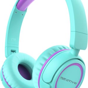 V1 Kids Headphones, Wired Stereo Foldable Tangle-Free 3.5mm Adjustable On-Ear Headphones for Kids for School/Toddlers/Childrens/Teens/Boys/Girls/Ipad/Tablet/Kindle/Phones/Travel/Plane (Green)