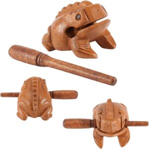 Zetiling Wooden Frog Ornament, Thai Traditional Percussion Instruments, Croaking Musical Instrument for Home, Office, Yard Decor 5.8CM