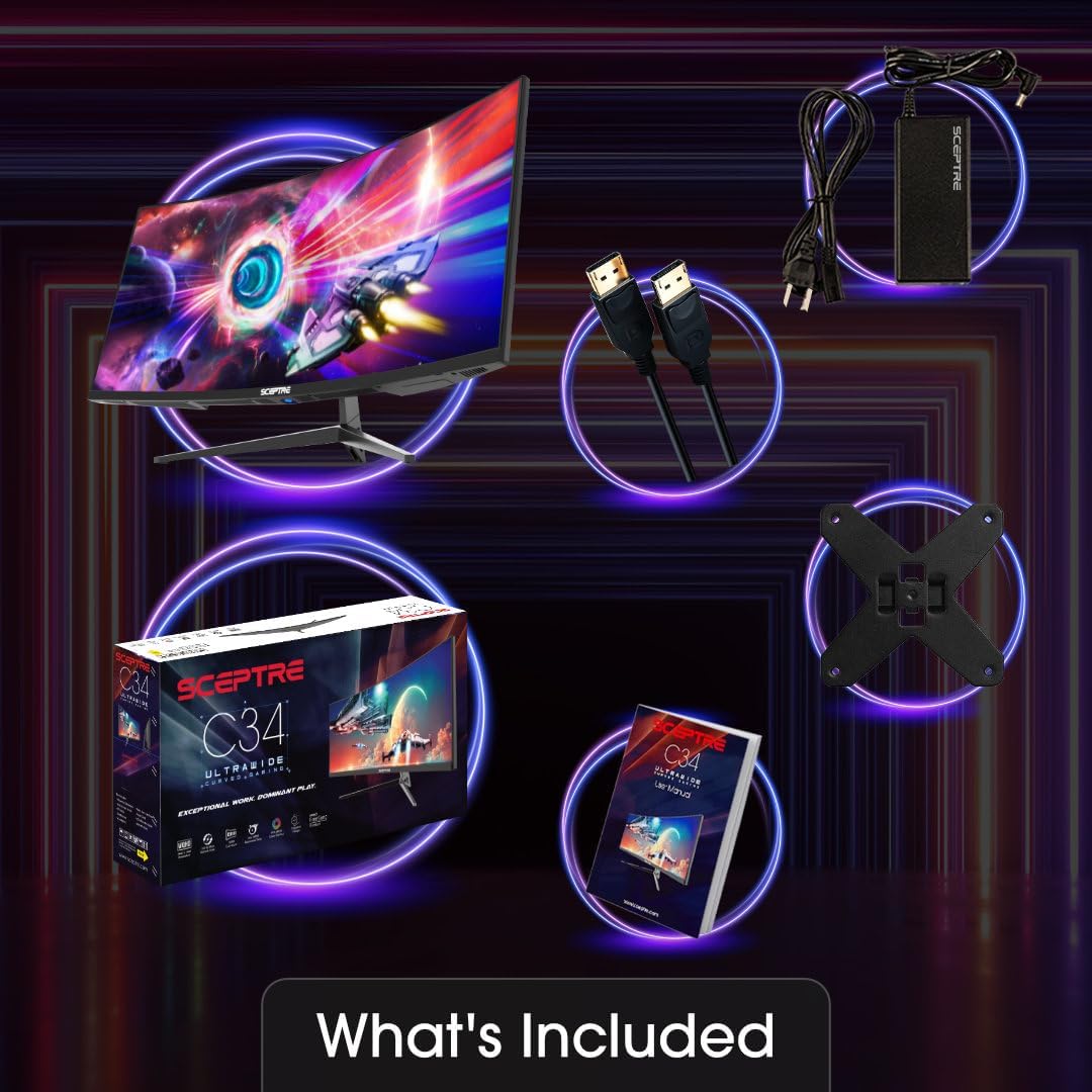 Sceptre 34-Inch Curved Ultrawide WQHD Monitor 3440 x 1440 R1500 up to 165Hz DisplayPort x2 99% sRGB 1ms Picture by Picture, Machine Black 2023 (C345B-QUT168) - Image 10