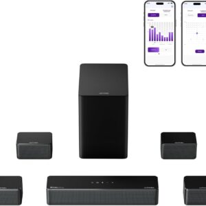 ULTIMEA 7.1 Surround Sound System for TV with Dolby Atmos, 460W Sound Bar for TV with 6.5″ Subwoofer, APP Control, 4 Wired Surround Speakers, Home Theater Sound System, Poseidon D80 (2025 Upgrade)
