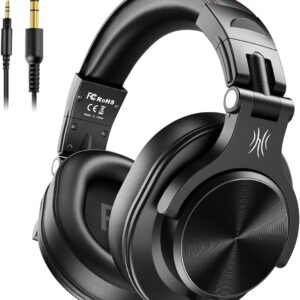 OneOdio A71 Hi-Res Studio Recording Headphones – Wired Over Ear Headphones with SharePort, Monitoring Mixing Foldable Headset with Stereo Sound, 3.5/6.35MM Jack for PC Computer DJ Guitar-Black