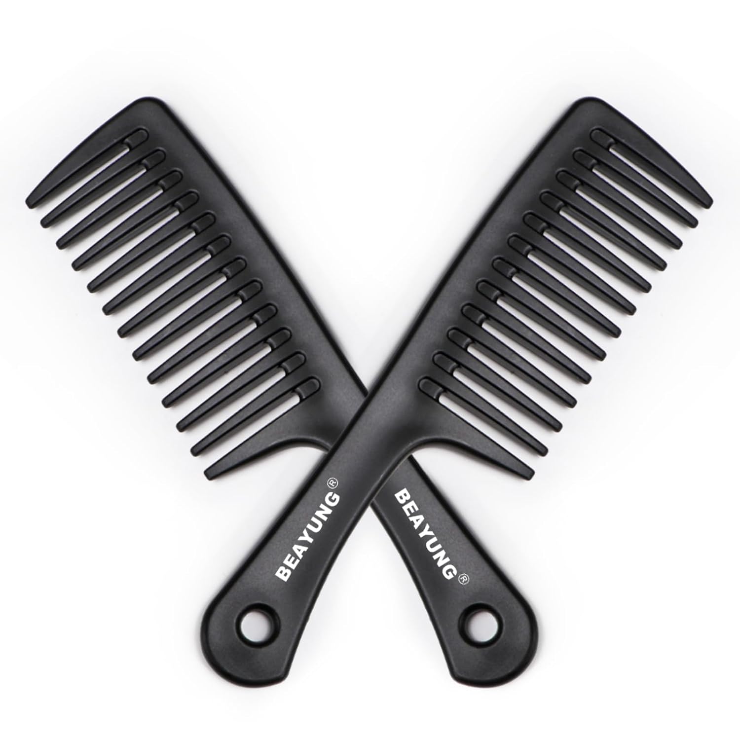 2PCS Large Wide Tooth Comb, Shower Combs, Hair comb for wet curly hair, Durable Hair Brush for Best Styling and Professional Hair Care(2Black)