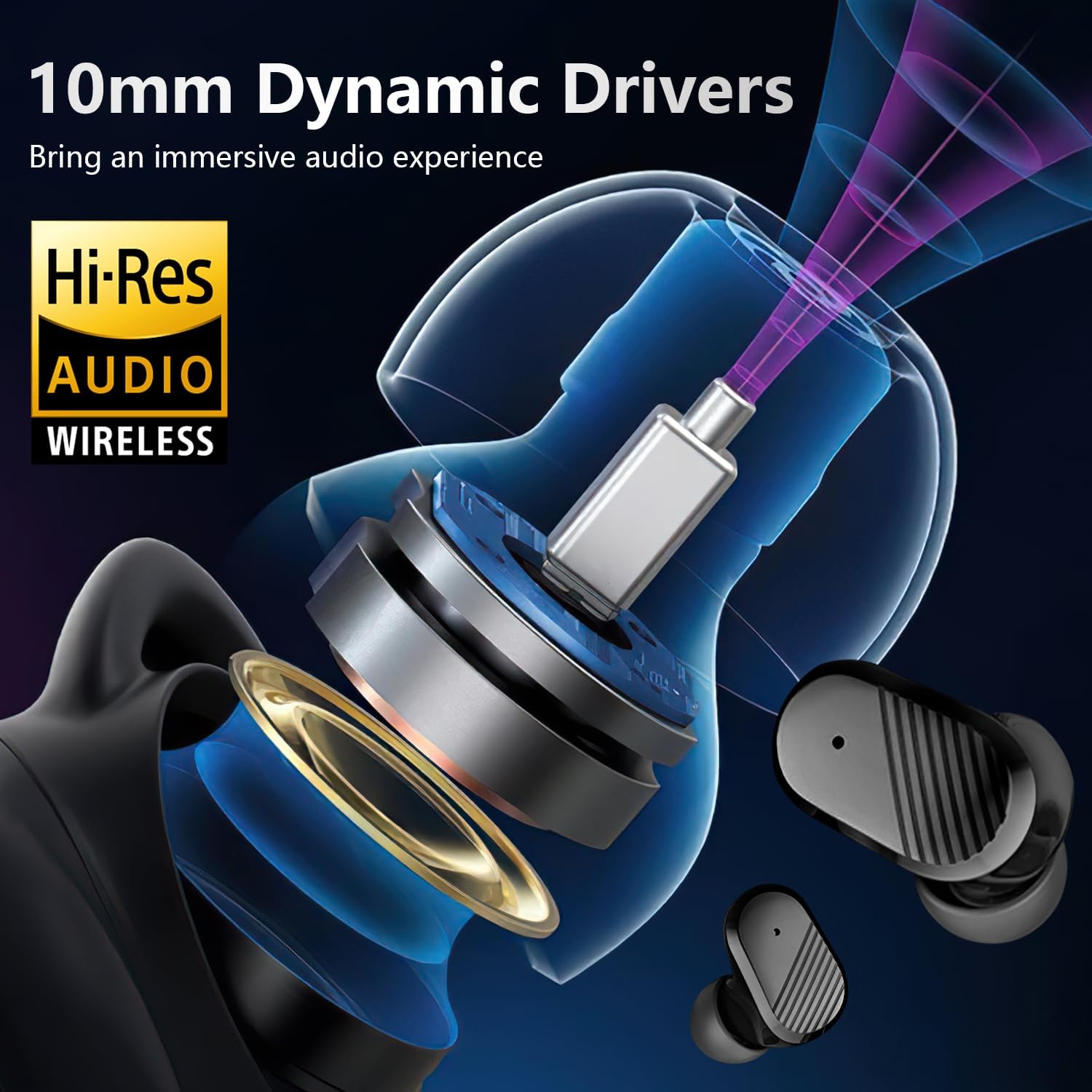 Echolabs Wireless Earbuds,Echo 2025 Edition Audio Earbuds with Bluetooth 5.2,Mini Binaural Sports Waterproof Headset (Black) - Image 5