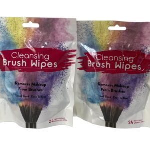 48 Individually Wrapped Makeup Brush Cleansing Cloths – Quick & Convenient Brush Cleaner Wipe- For Make up Artists Cosmetology Students Make up Tutorial ON THE GO, Travel TSA Approved