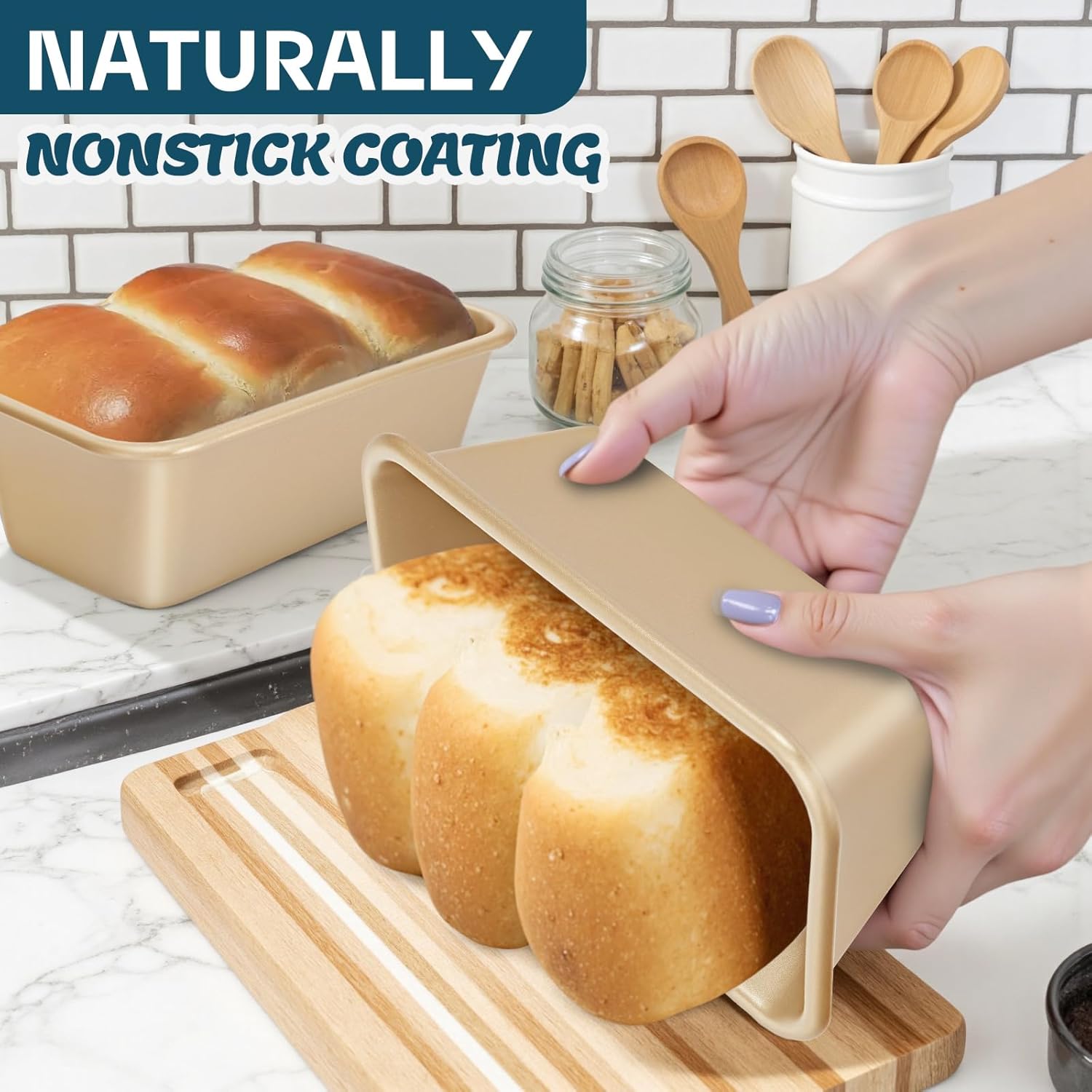 Baking Pans Set, Nonstick Stackable Bakeware Sets, Oven Pans for Cooking, AIVIKI 6 Pieces Baking Sheets Set Including Cookie Sheet, Deep Roaster Pan, Square Pan, Loaf Pan, Muffin Pan, Carbon Steel - Image 4