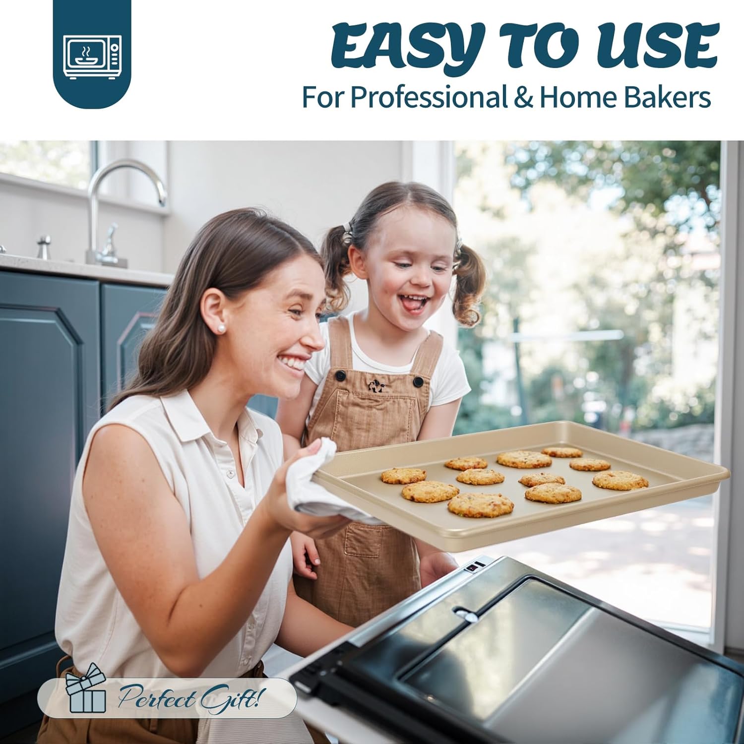 Baking Pans Set, Nonstick Stackable Bakeware Sets, Oven Pans for Cooking, AIVIKI 6 Pieces Baking Sheets Set Including Cookie Sheet, Deep Roaster Pan, Square Pan, Loaf Pan, Muffin Pan, Carbon Steel - Image 6