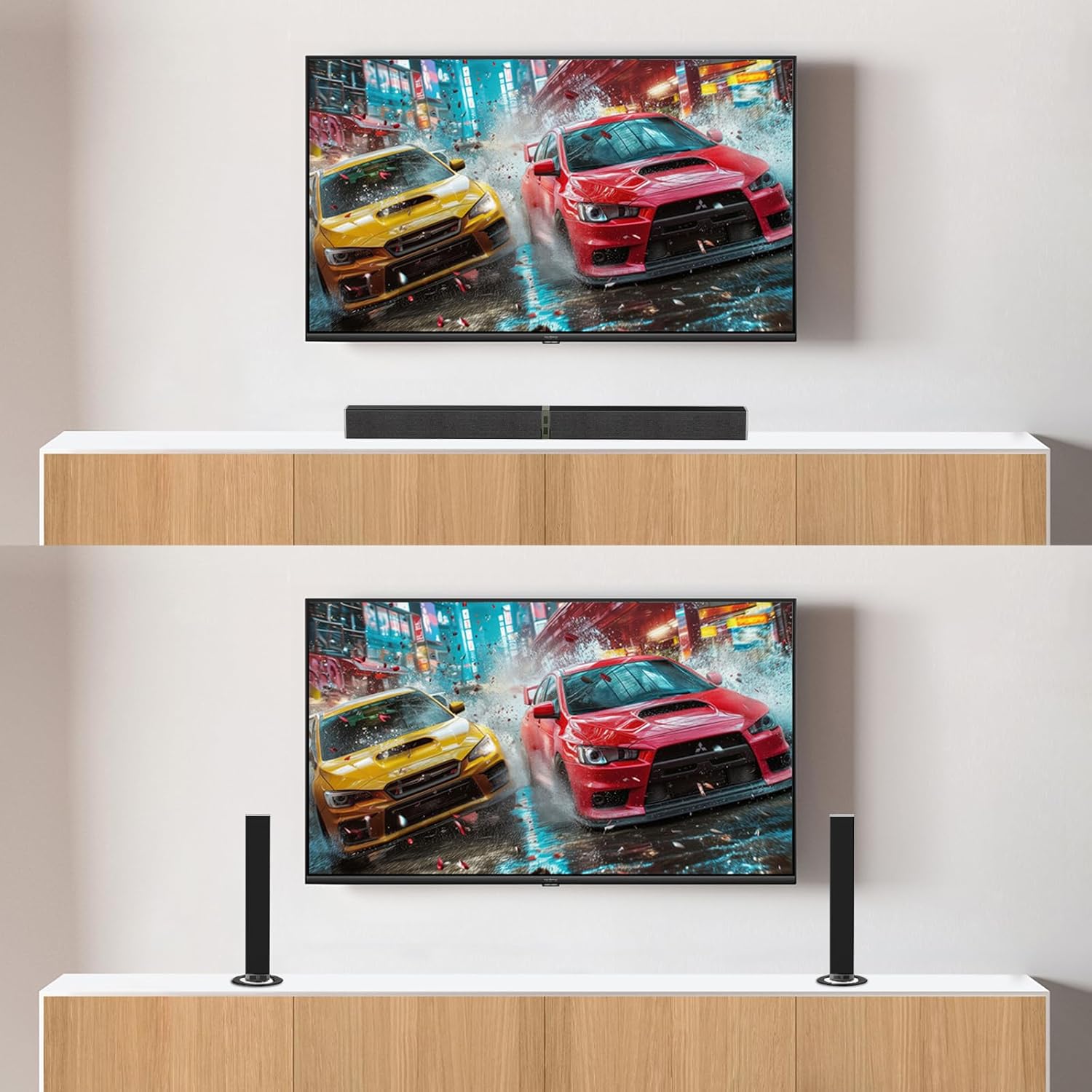 MZEIBO Sound Bar for Smart TV,80W Detachable Bluetooth Soundbar with Powerful Bass, 2-in-1 Home Theater Audio System, ARC/Optical/AUX Connectivity for TV/PC/Laptop/Game Console - Image 5