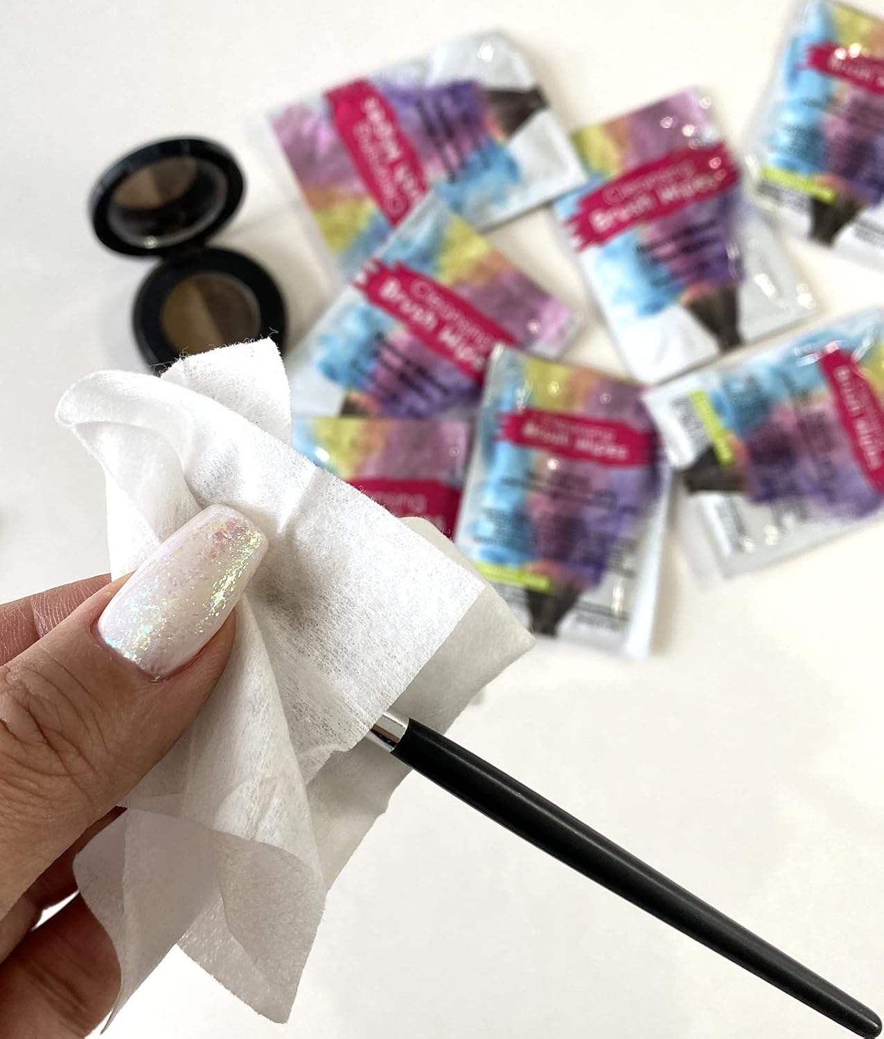 48 Individually Wrapped Makeup Brush Cleansing Cloths - Quick & Convenient Brush Cleaner Wipe- For Make up Artists Cosmetology Students Make up Tutorial ON THE GO, Travel TSA Approved - Image 9