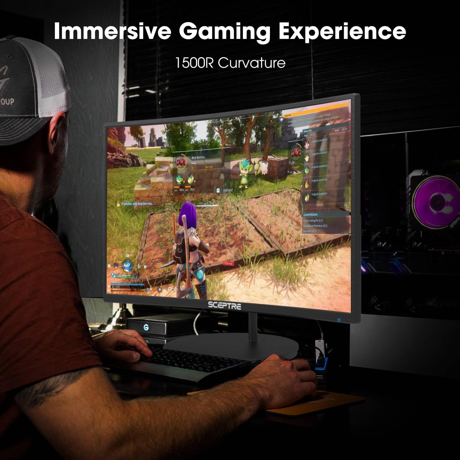 Sceptre Curved 27" FHD 1080p 75Hz LED Monitor HDMI VGA Build-In Speakers, EDGE-LESS Metal Black 2019 (C275W-1920RN) - Image 6