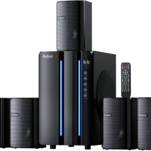 Bobtot Surround Sound Systems Home Theater System – 800 Watts Peak Power 6.5″ Subwoofer 5.1/2.1 Wired Stereo Speakers Strong Bass with HDMI ARC Optical AUX Bluetooth Input