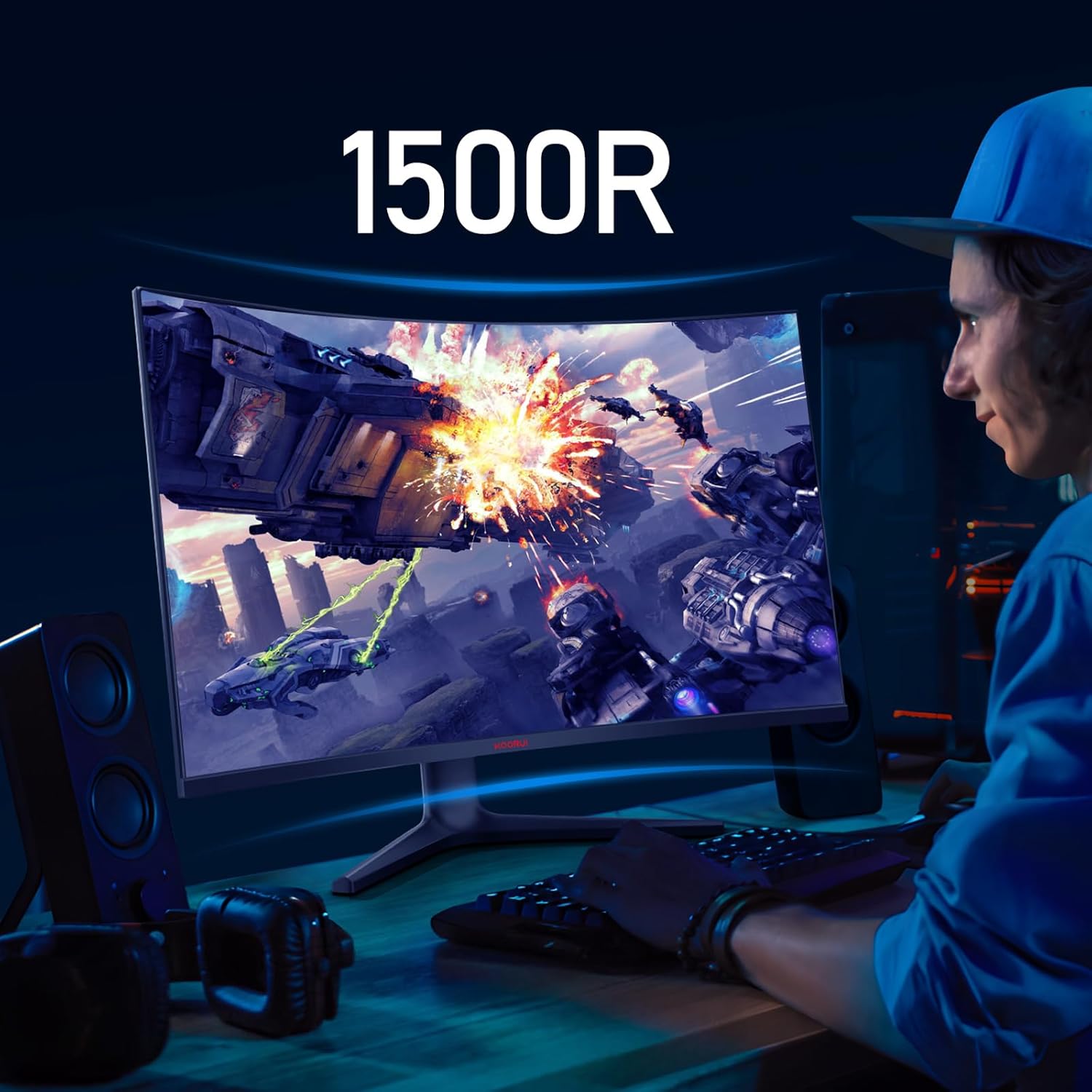 KOORUI 32 inch Curved Gaming Monitor - QHD (2560 x 1440) 2K Display, 170Hz 144Hz Monitor, 1500R Curvature, 1ms, HDR10, Adaptive Sync, Tilt Adjustable, DisplayPort HDMI, Black - 32E6QC - Image 7