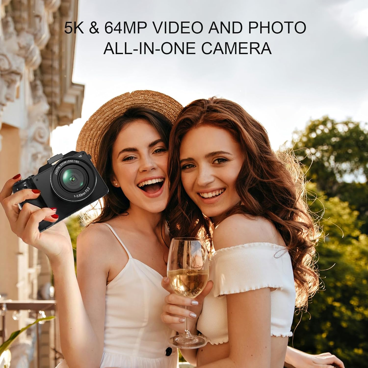 Yatao Digital Camera with WiFi, 4K 5K 64MP Photography Camera Kit for YouTube, Front and Rear Dual Camera for Convenient Selfie, Equipped with 64GB Micro Card, Wide & Macro Lens, Card Reader - Image 2