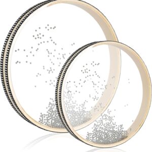 8 Inch 10 Inch Sea Wave Sound Drum, 2 Pcs Wave Bead Ocean Drum Sea Sound Drum with Wooden Shell Musical Instrument Percussion for Home School Supplies