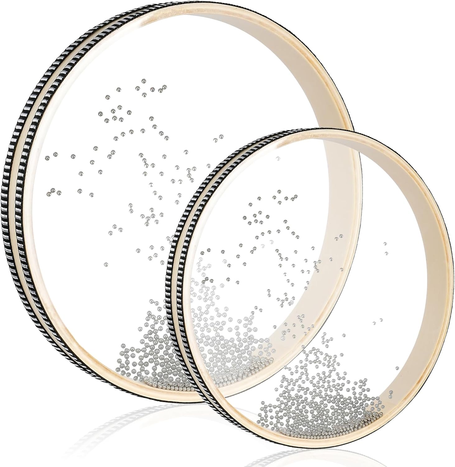 8 Inch 10 Inch Sea Wave Sound Drum, 2 Pcs Wave Bead Ocean Drum Sea Sound Drum with Wooden Shell Musical Instrument Percussion for Home School Supplies