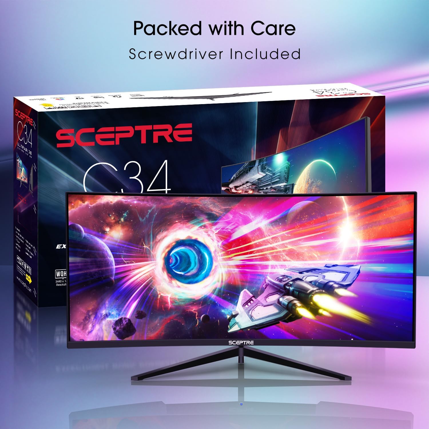 Sceptre 34-Inch Curved Ultrawide WQHD Monitor 3440 x 1440 R1500 up to 165Hz DisplayPort x2 99% sRGB 1ms Picture by Picture, Machine Black 2023 (C345B-QUT168) - Image 5