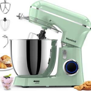 Stand Mixer, 6.5QT 10-Speed Tilt-Head Electric Stand Mixer, 3-In-1 Kitchen Mixer with Bowl, Dough Hook, Whisk and Beater, Food Mixer for Baking, Cake and Most Home Cooks, Light Green