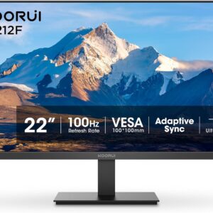 KOORUI 22 Inch Computer Monitor Full HD 1080P 100Hz PC Gaming Screen VA Panel Ultra-Slim Display 3000:1 Contrast Ratio with Adpitive Sync (HDMI/VGA/VESA Compatible 100x100mm/Audio Out), Tilt, Black
