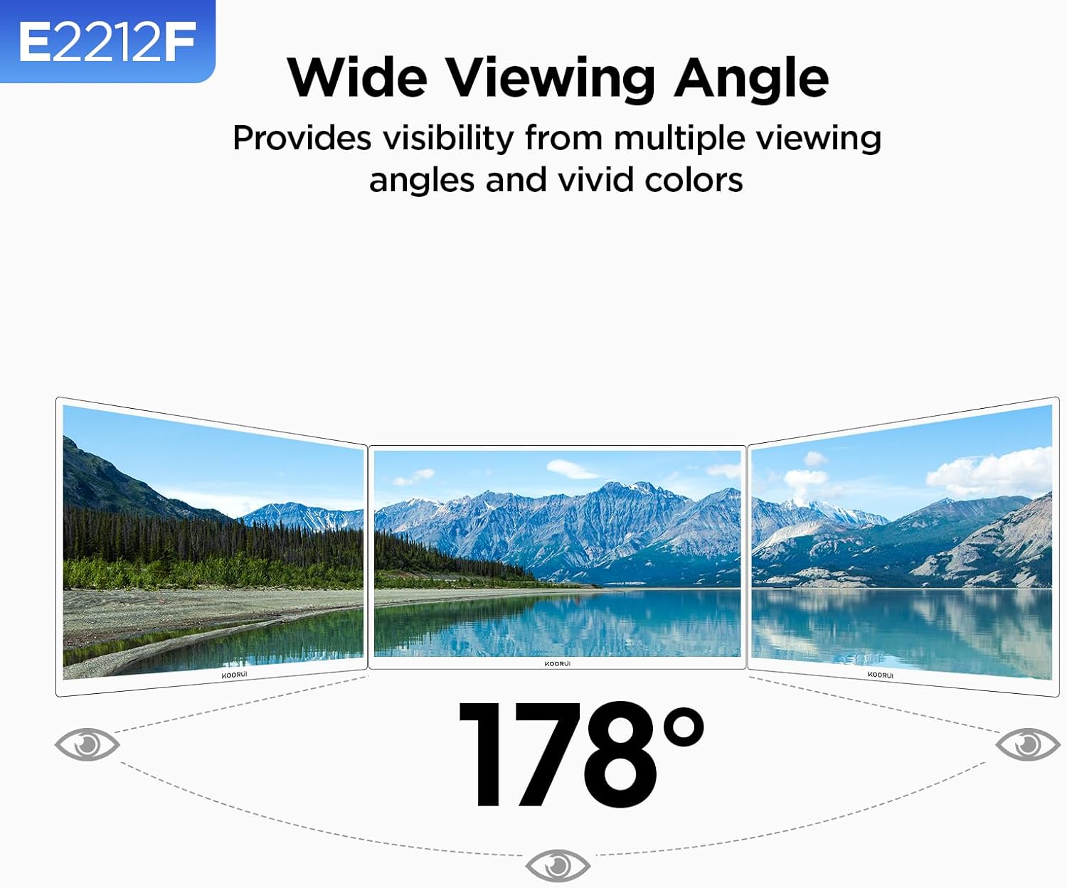 KOORUI 22 Inch Computer Monitor Full HD 1080P 100Hz PC Gaming Screen VA Panel Ultra-Slim Display 3000:1 Contrast Ratio with Adpitive Sync (HDMI/VGA/VESA Compatible 100x100mm/Audio Out), Tilt, Black - Image 7