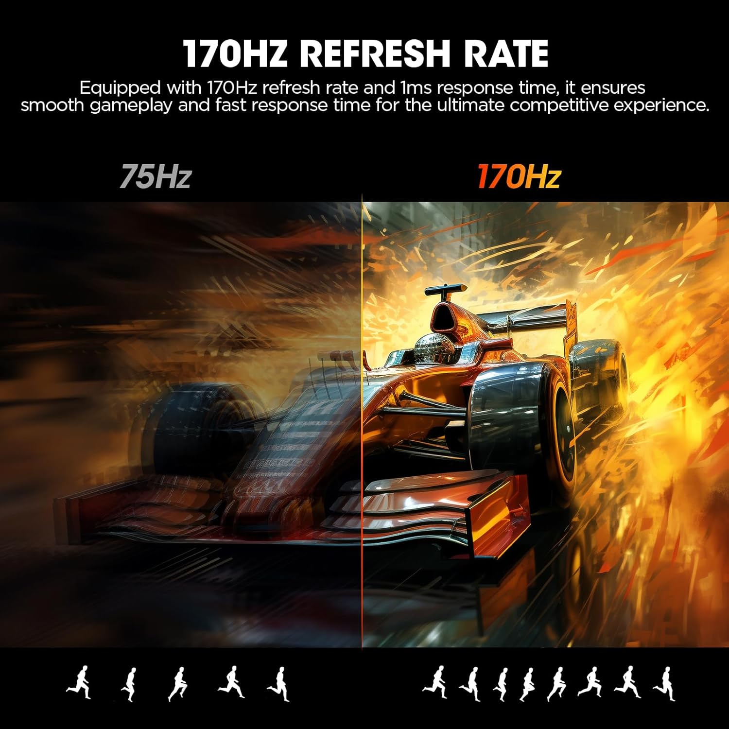 KOORUI 32 inch Curved Gaming Monitor - QHD (2560 x 1440) 2K Display, 170Hz 144Hz Monitor, 1500R Curvature, 1ms, HDR10, Adaptive Sync, Tilt Adjustable, DisplayPort HDMI, Black - 32E6QC - Image 2