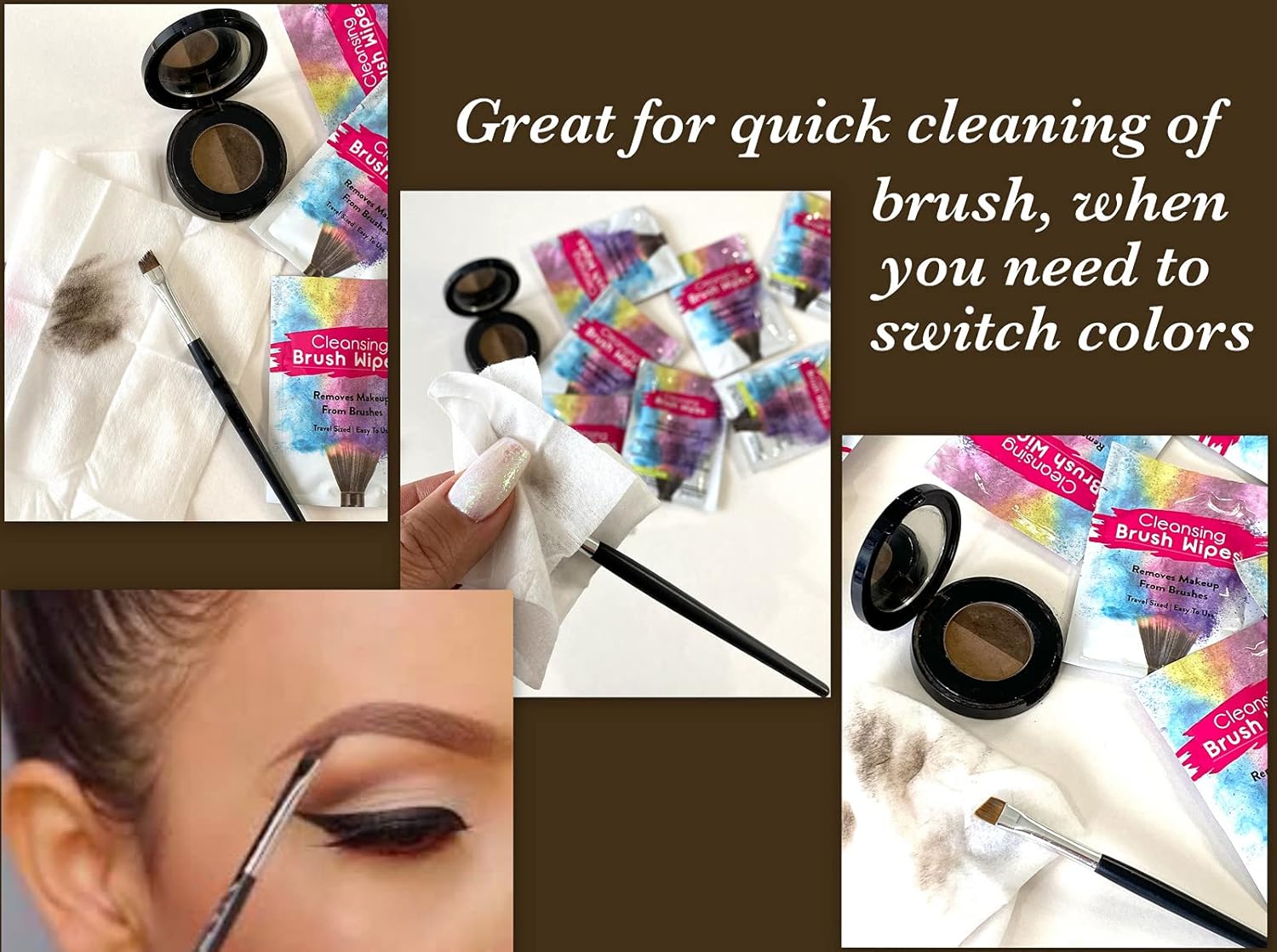 48 Individually Wrapped Makeup Brush Cleansing Cloths - Quick & Convenient Brush Cleaner Wipe- For Make up Artists Cosmetology Students Make up Tutorial ON THE GO, Travel TSA Approved - Image 3