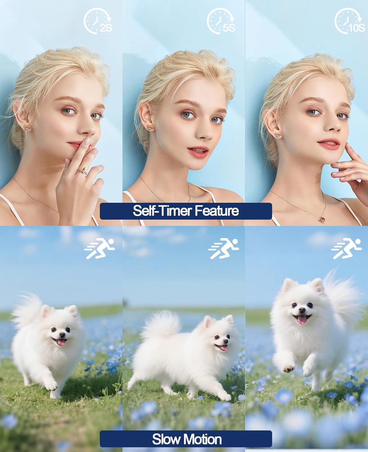 FLATIC Digital Camera with WiFi, 5K 64MP Cameras for Photography with 180° Flip Screen for YouTube, 18X Zoom Autofoucs Vlogging Camera with 64GB Card, Wide & Macro Lens, 2 Batteries, Card Reader - Image 4