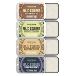 Viking Revolution 4 Pack Mens Solid Colognes 0.5 Oz – Men Solid Perfume with Cedar Wood, Clary Sage, Vetiver, Sandalwood Cologne for Mens – Travel Cologne Wax Gifts for Men