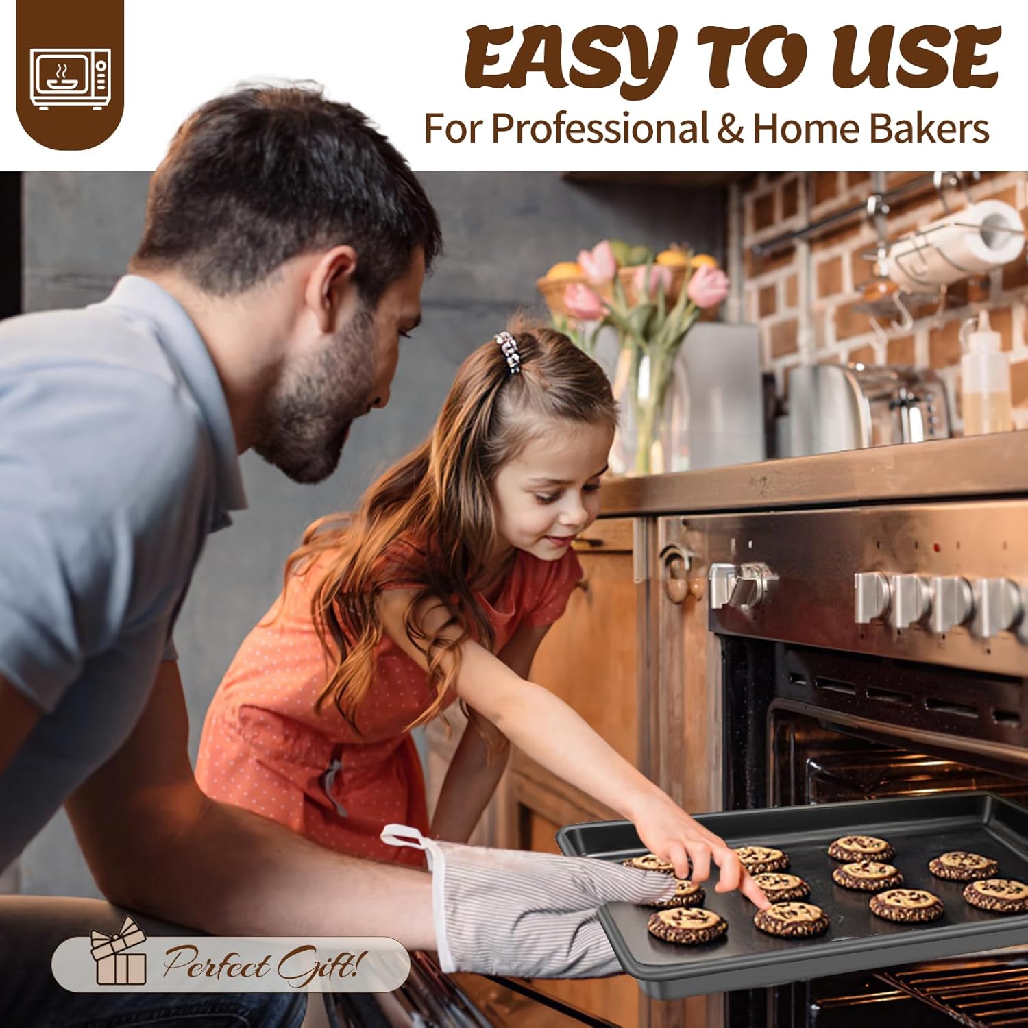 Baking Pans Set, Nonstick Bakeware Sets, Oven Pans for Cooking, AIVIKI 6 Pieces Baking Sheets Set Including Cookie Sheet, Deep Roaster Pan, Square Pan, Loaf Pan, Muffin Pan, Carbon Steel Baking Set - Image 6