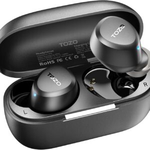 TOZO A1 Wireless Earbuds Bluetooth 5.3 Light Weight in Ear IPX5 Waterproof Headphones 2 Mic for AI Calls, Immersive Premium Sound Bass Headset with Charging Case, 32 Presets EQ Customization via App