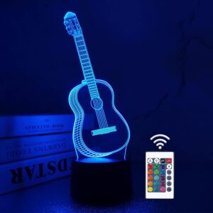 FULLOSUN 3D Night Light Guitar Gifts for Music Lover, 3D Illusion Lamp with Remote Control &16 Colors Changing Amazing Idea Choice for Musical Instrument Shop Home Party Supply Decoration Xmas